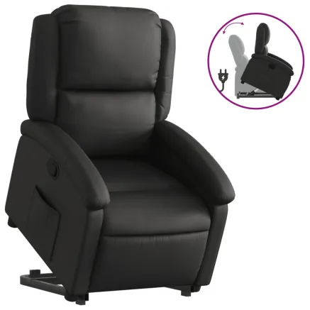 Fauteuil inclinable noir cuir véritable 2