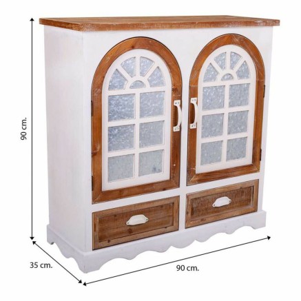 Buffet Alexandra House Living Fer Bois d'épicéa 35 x 90 x 90 cm 2