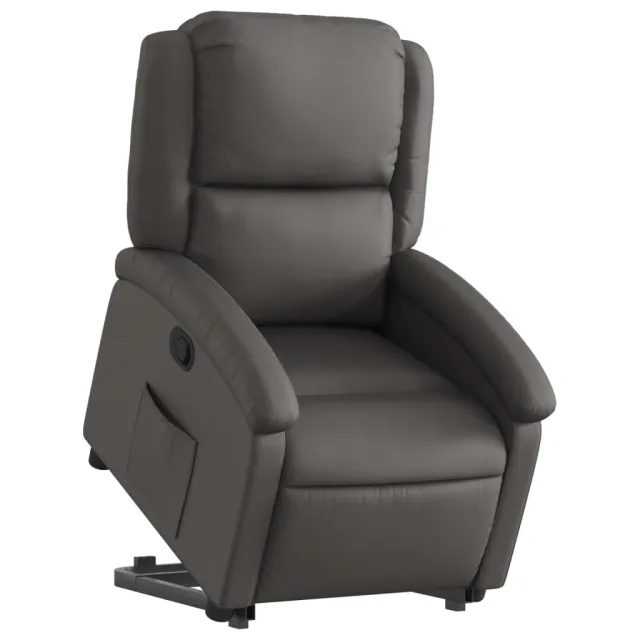 Fauteuil inclinable gris cuir véritable