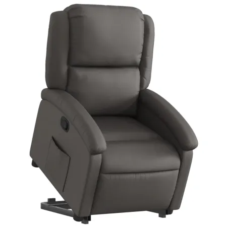 Fauteuil inclinable gris cuir véritable