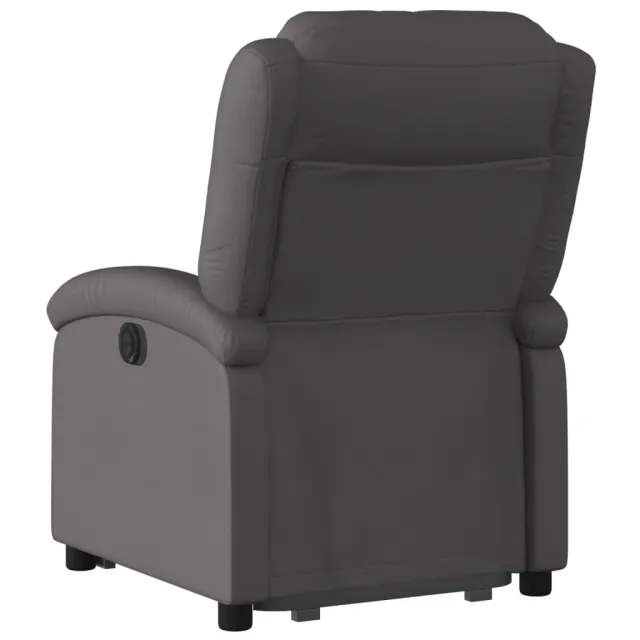 Fauteuil inclinable gris cuir véritable