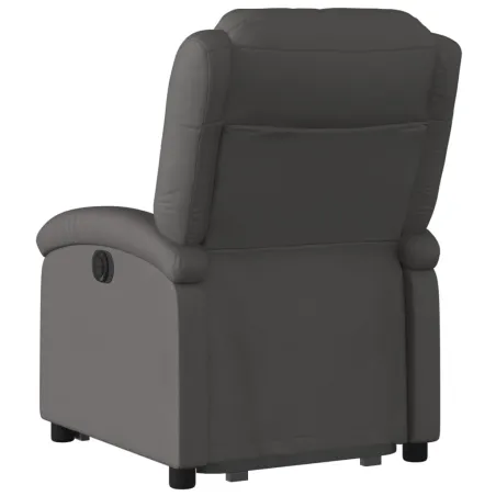 Fauteuil inclinable gris cuir véritable