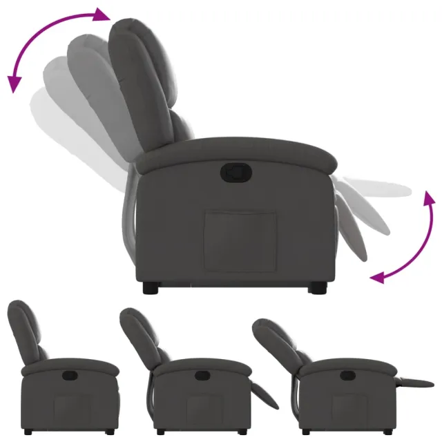 Fauteuil inclinable gris cuir véritable