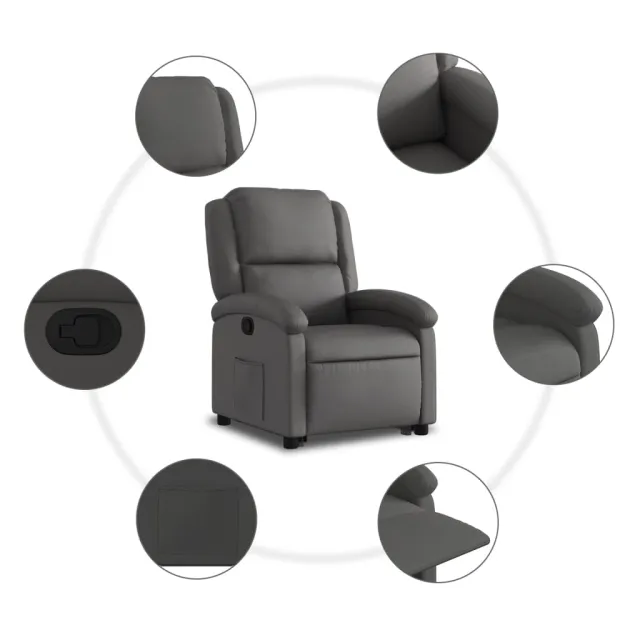 Fauteuil inclinable gris cuir véritable