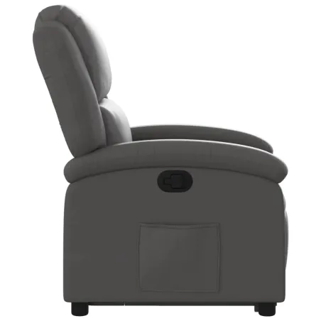 Fauteuil inclinable gris cuir véritable