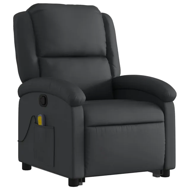 Fauteuil inclinable de massage noir cuir véritable