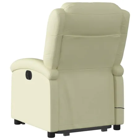 Fauteuil inclinable de massage crème cuir véritable