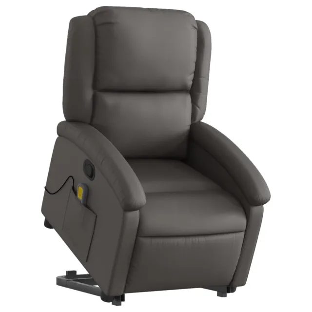 Fauteuil inclinable de massage gris cuir véritable