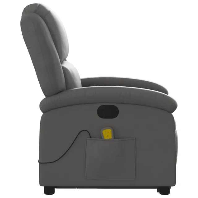 Fauteuil inclinable de massage gris cuir véritable