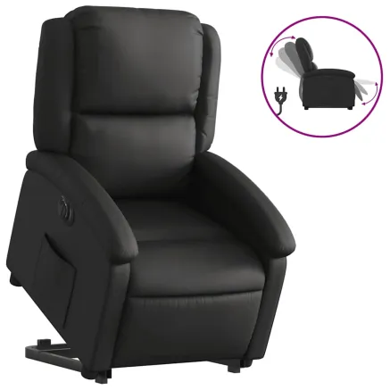 Fauteuil inclinable électrique noir cuir véritable 2