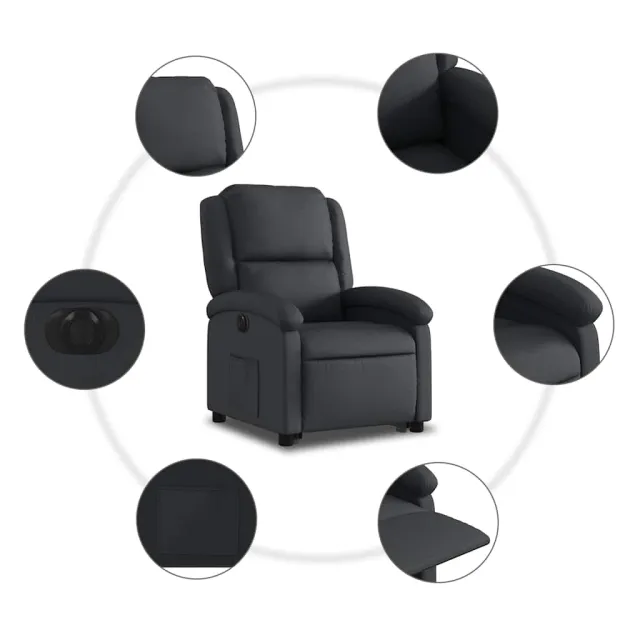 Fauteuil inclinable électrique noir cuir véritable