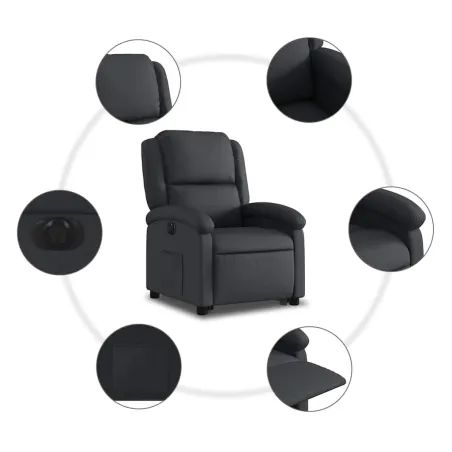 Fauteuil inclinable électrique noir cuir véritable