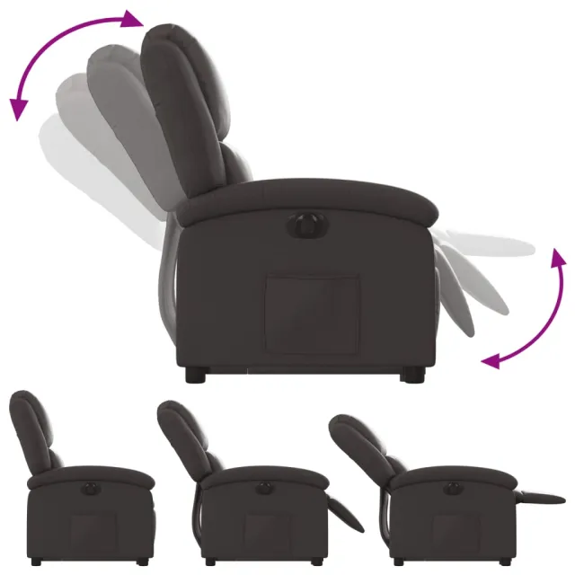 Fauteuil inclinable électrique marron foncé cuir véritable