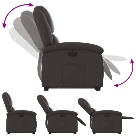 Fauteuil inclinable électrique marron foncé cuir véritable