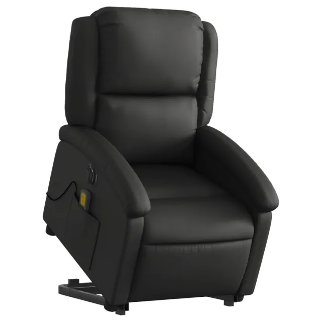 Fauteuil inclinable de massage électrique noir cuir véritable