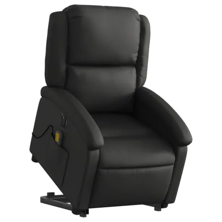 Fauteuil inclinable de massage électrique noir cuir véritable
