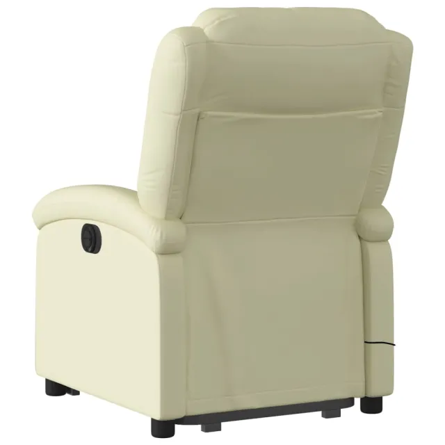 Fauteuil inclinable de massage électrique crème cuir véritable
