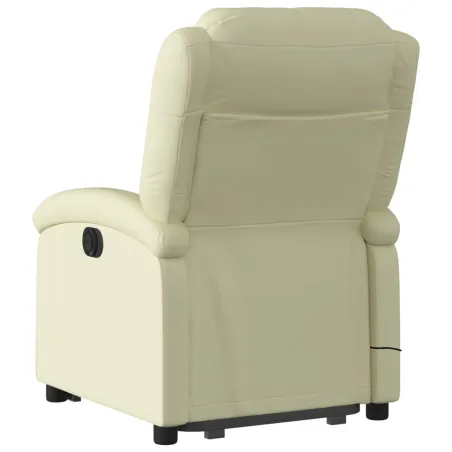 Fauteuil inclinable de massage électrique crème cuir véritable