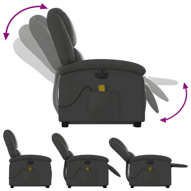 Fauteuil inclinable de massage électrique gris cuir véritable