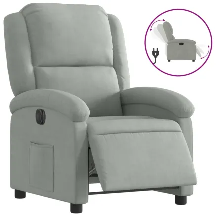 Fauteuil inclinable électrique gris clair velours 2