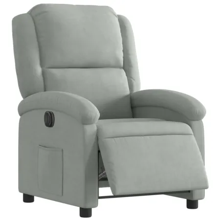Fauteuil inclinable électrique gris clair velours
