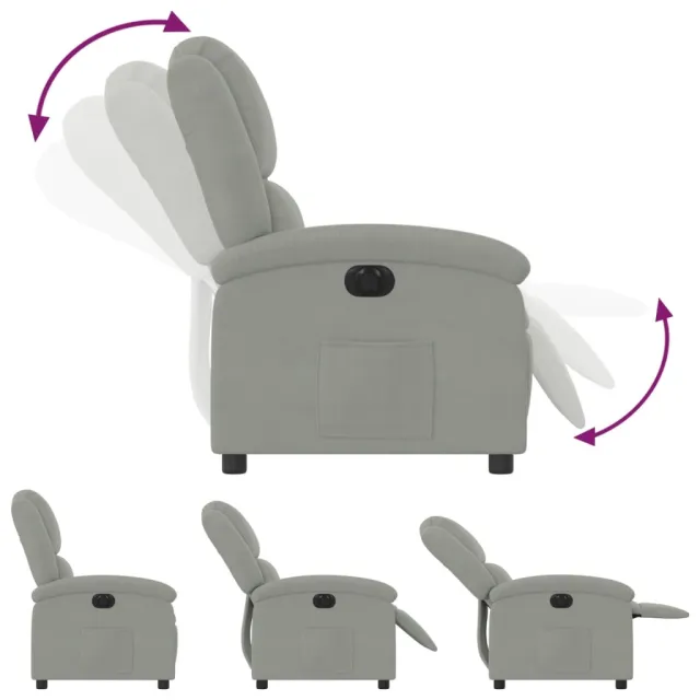 Fauteuil inclinable électrique gris clair velours