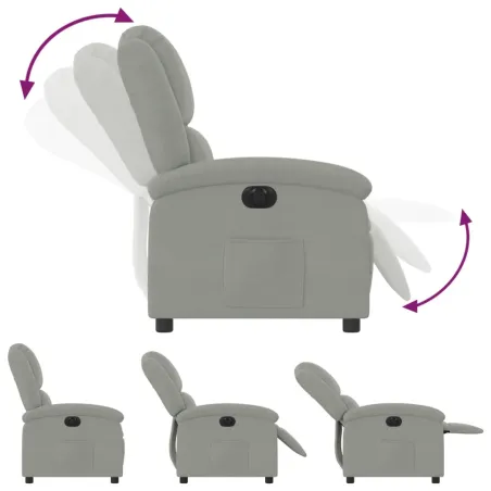 Fauteuil inclinable électrique gris clair velours