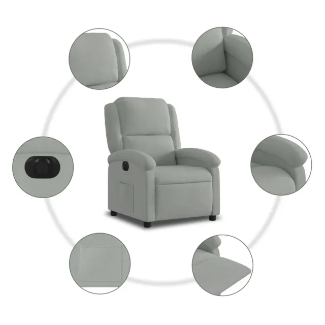 Fauteuil inclinable électrique gris clair velours