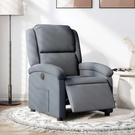 Fauteuil inclinable électrique Gris foncé Velours