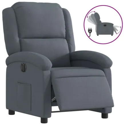 Fauteuil inclinable électrique Gris foncé Velours 2