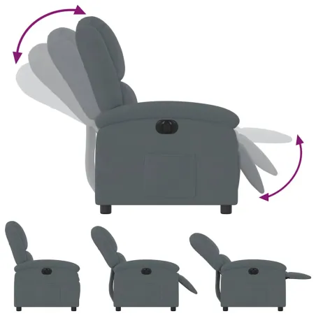 Fauteuil inclinable électrique Gris foncé Velours