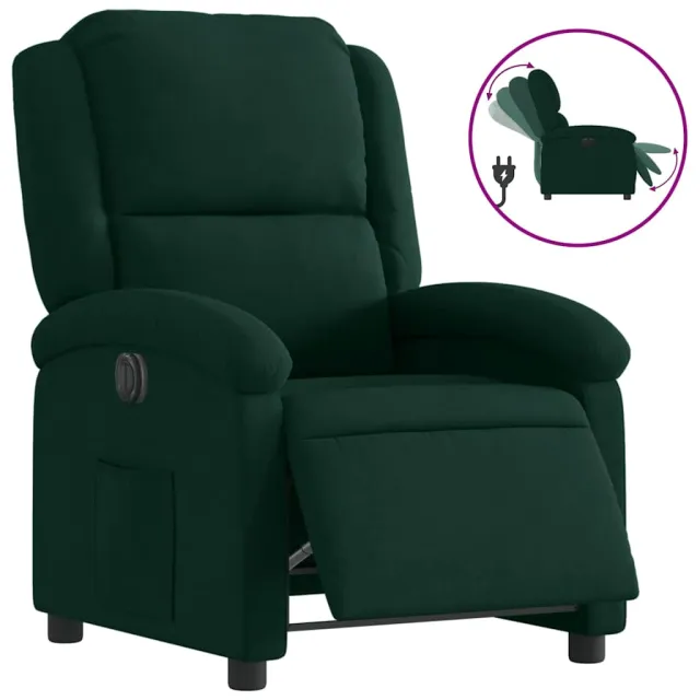 Fauteuil inclinable électrique vert foncé velours