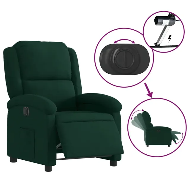 Fauteuil inclinable électrique vert foncé velours