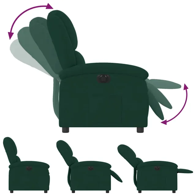 Fauteuil inclinable électrique vert foncé velours