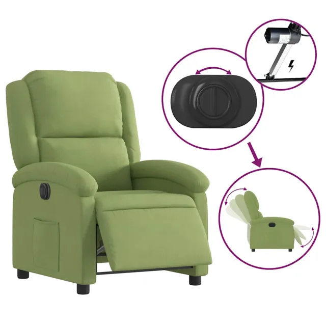 Fauteuil inclinable électrique vert clair velours