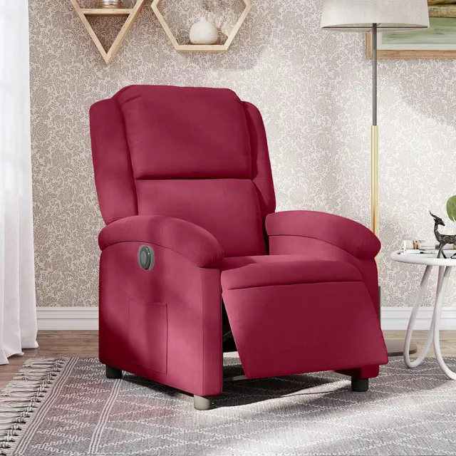 Fauteuil inclinable électrique rouge bordeaux velours