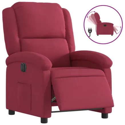 Fauteuil inclinable électrique rouge bordeaux velours 2