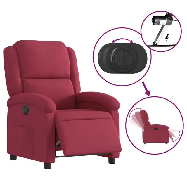 Fauteuil inclinable électrique rouge bordeaux velours