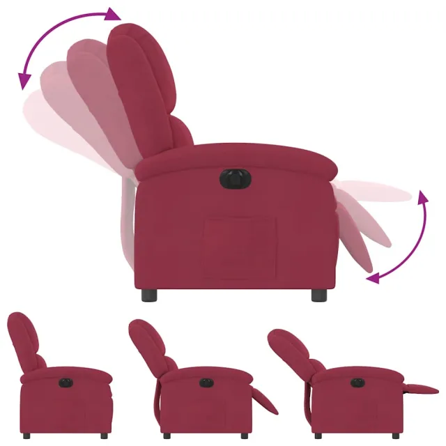 Fauteuil inclinable électrique rouge bordeaux velours