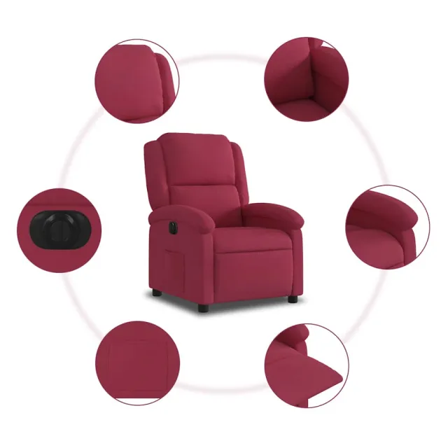Fauteuil inclinable électrique rouge bordeaux velours