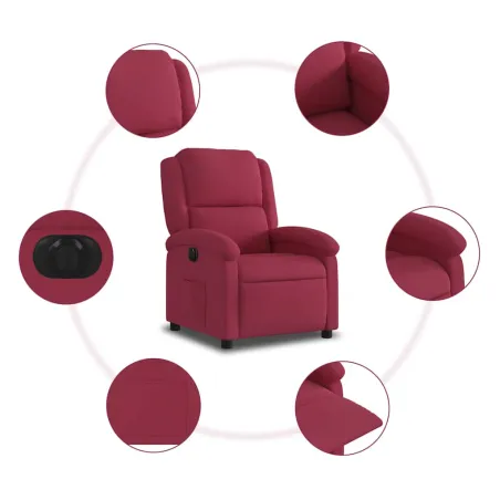 Fauteuil inclinable électrique rouge bordeaux velours