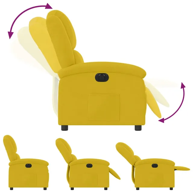 Fauteuil inclinable électrique jaune velours
