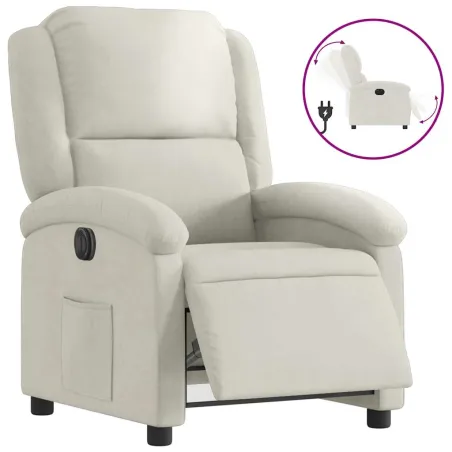 Fauteuil inclinable électrique Crème Velours