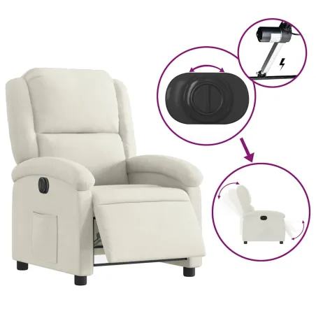 Fauteuil inclinable électrique Crème Velours