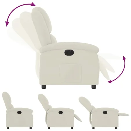 Fauteuil inclinable électrique Crème Velours