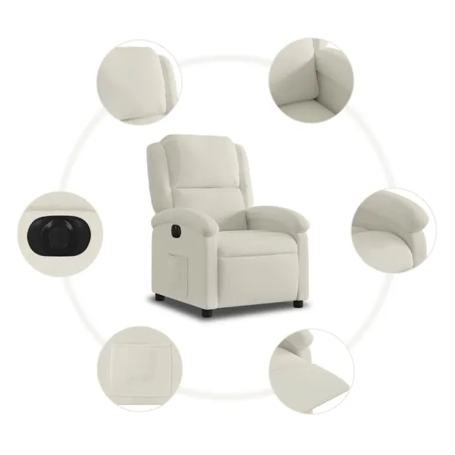 Fauteuil inclinable électrique Crème Velours