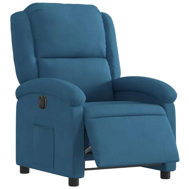 Fauteuil inclinable électrique bleu velours