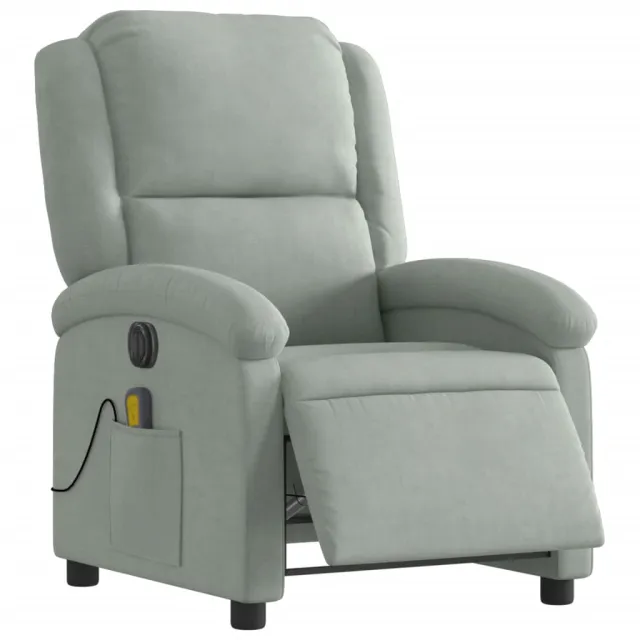 Fauteuil inclinable électrique de massage gris clair velours