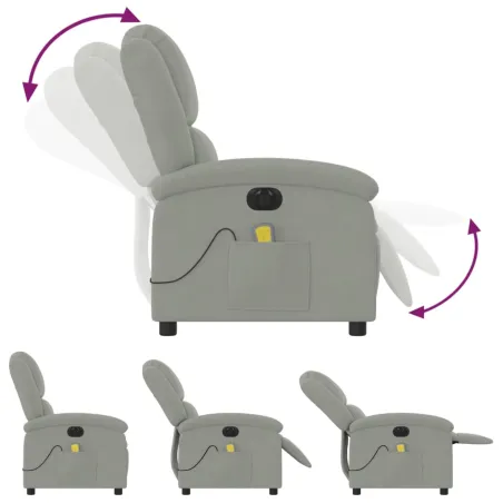 Fauteuil inclinable électrique de massage gris clair velours