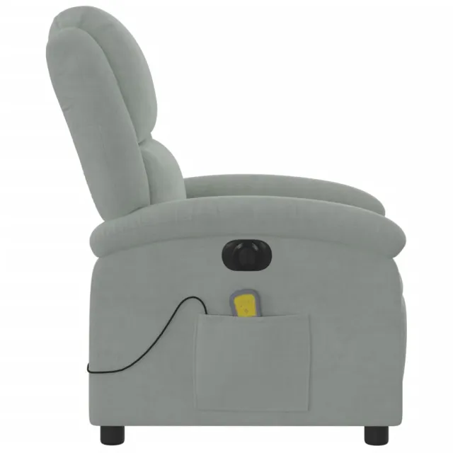 Fauteuil inclinable électrique de massage gris clair velours